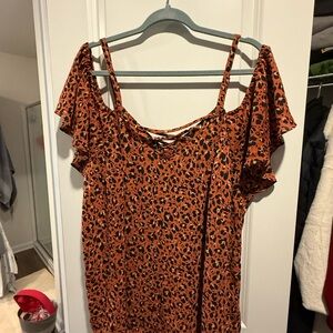 Torrid Animal Print Blouse with Ruffle Sleeves